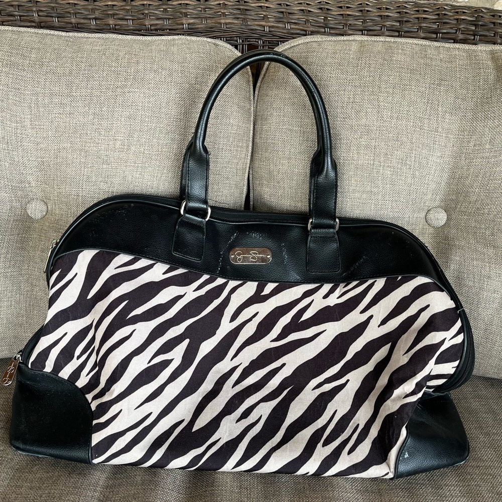 Jessica Simpson zebra print weekender bag
